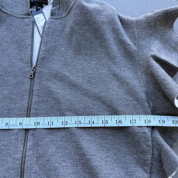 ALICE + OLIVIA Ruffled Jersey Full Zip Jersey Hoodie - Women's Size XS Gray NWT - Picture 14 of 16